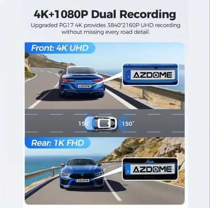 Azdome 4K DashCam Mirror PG17 - بي جي 17 منظرة داش كام أزدوم فور كي