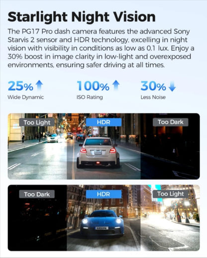 Azdome PG17 PRO 4K+2.5K DashCam Mirror داش كام بج 17 برو